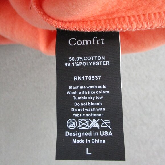 COMFRT Hoodie Adult Large Coral Orange Fleece Signature Sweatshirt Limited Ed - Picture 7 of 11